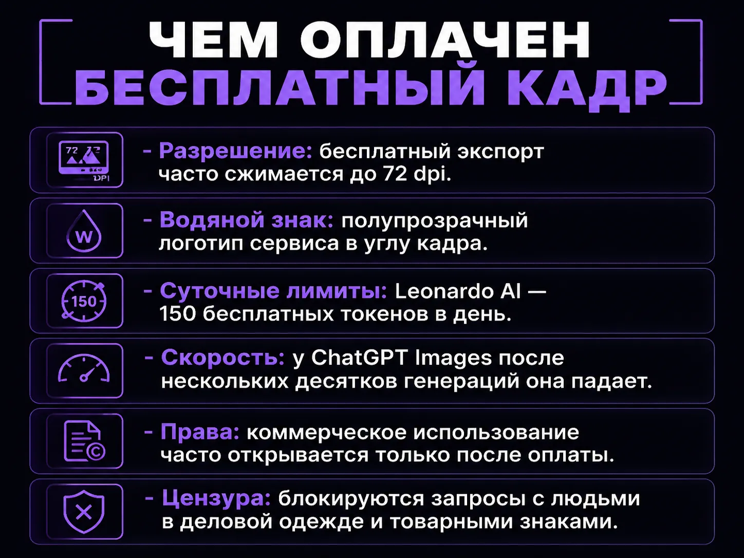 Список скрытых ограничений бесплатных сервисов генерации изображений
